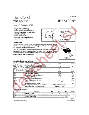 IRF510PBF datasheet  